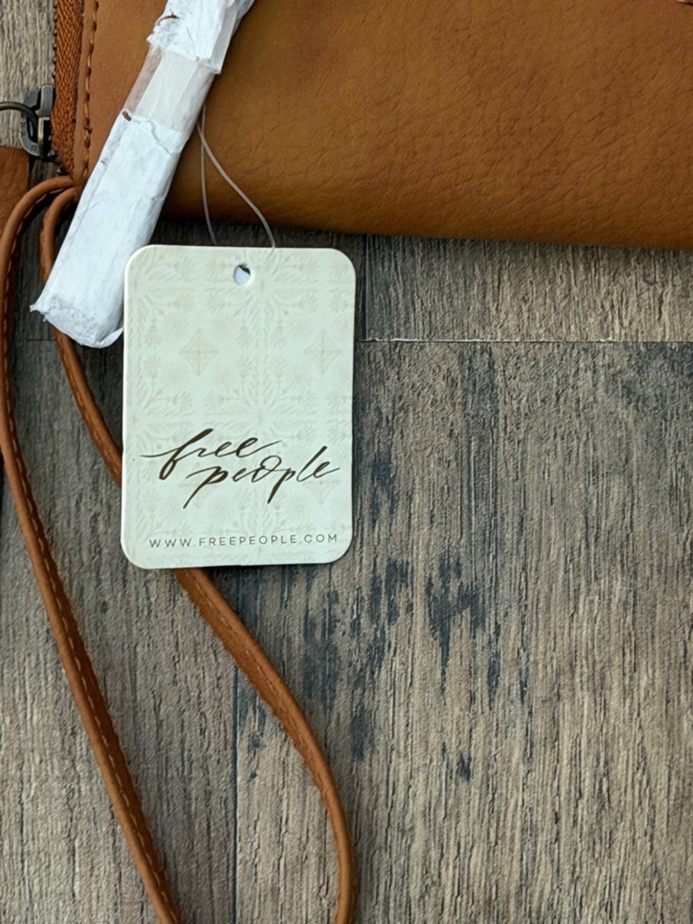Free People Cognac Leather Wristlet Clutch - Picture 2 of 3